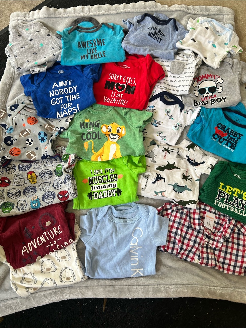 Mixed Baby Boys Onesie Lot - Colorful Graphic Bodysuits
